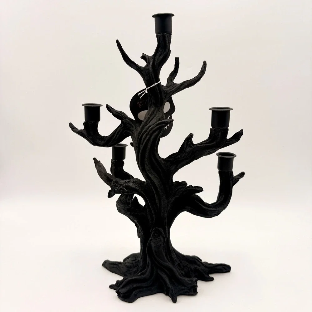 Spooky Boutique Black Gnarled Tree Candelabra 5 Arm Halloween Gothic Decor
